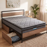 Giselle 18cm Queen Mattress Pillowtop and Artiss Metal Bed Frame Set With 2 drawers