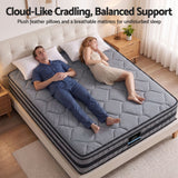 Giselle King 34cm Euro Top Pocket Spring Mattress with 2 Feather Down Pillows Set