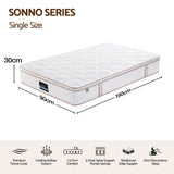 Giselle 30cm Single Spring Mattress Tencel Cover 5-Zone Firm Back Support