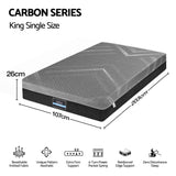 Giselle King Single Mattress 26cm Firm Pocket Spring Dual Edge Support Dark Grey In Australia - Darrahopens