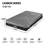 Giselle Single Mattress 26cm Firm Pocket Spring Dual Edge Support Dark Grey In Australia - Darrahopens