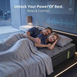 Levitex 34 cm Pocket Spring Mattress with Reinforced Edge Support & 5-Zone Pressure Relief Breathable Gel Memory Foam Hybrid Mattress for Back Pain Double