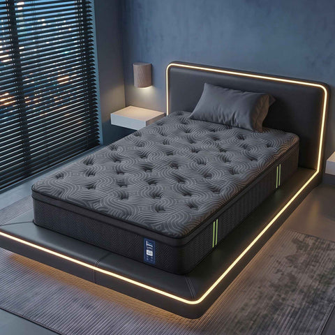 Levitex 34 cm Pocket Spring Mattress with Reinforced Edge Support & 5-Zone Pressure Relief Breathable Gel Memory Foam Hybrid Mattress for Back Pain Single