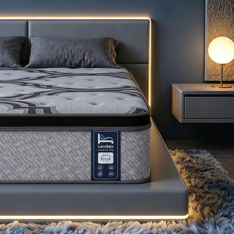 Levitex 5-Zone Pocket Spring Mattress with Latex & Memory Foam 7.5 Firm Hybrid Mattress for Extra Lumbar & Shoulder Support 34 cm Thickness Queen