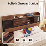 Artiss Double Bed Frame with Charging Station 4 Drawers Storage Oak In Australia - Darrahopens