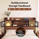 Artiss Queen Bed Frame with Charging Station 4 Drawers Storage Oak