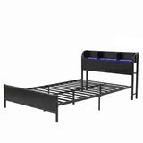 Artiss Bed Frame Single Size with Storage Shelf Headboard Charging Station GRID