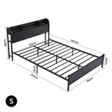Artiss Bed Frame Single Size with Storage Shelf Headboard Charging Station GRID