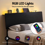 Artiss Bed Frame Queen Size LED Metal Bed Base with Charging Station LAN