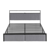 Artiss Metal Bed Frame King Size LED Charging Station 2 Drawers