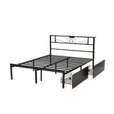 Artiss Double Bed Frame with Charging Station & Storage Drawers Metal In Australia - Darrahopens