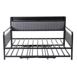 Artiss Bed Frame Double LED Metal Trundle Daybed with Charging Station TURN