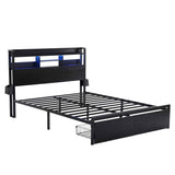 Artiss Bed Frame Double with Charging Station Storage Organizer Drawers LED ZAC