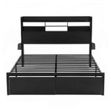Artiss Bed Frame King with Charging Station Storage Organizer Drawers LED ZAC