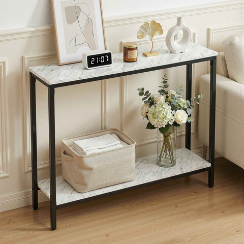Artiss Console Table Entryway Hallway Display Desk Marble Effect White