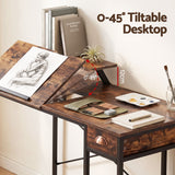 Artiss Computer Desk Drafting Drawing Table Tiltable Top Rustic Brown 108cm