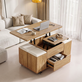 Fittro 3-in-1 Lift Top Coffee Table with 4 Chairs, Dining Table Work Desk Built-in Storage, Hydraulic Swivel, Lockable Castors, Space-Saving for Living Rooms & Flats, Apartments In Australia - Darrahopens