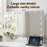 Embellir 90x60cm Makeup Mirror Large Hollywood Vanity Mirror with 18 Dimmable LED Bulbs