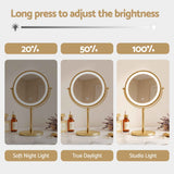 Embellir Lighted Makeup Mirror Rotation 10X Magnifying Double Sided Tabletop Gold