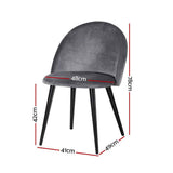 Artiss Dining Chairs Set of 4 Velvet Solid Curved Dark Grey