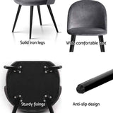 Artiss Dining Chairs Set of 4 Velvet Solid Curved Dark Grey