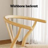 1 Set of 6 Artiss Dining Chairs Wooden Rattan Seat Wishbone Back