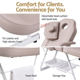 Zenses Beauty Bed with Stool, Beige, Adjustable Facial Massage Table, Tattoo Chair, Salon Services
