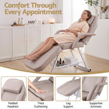 Zenses Beauty Bed with Stool, Beige, Adjustable Facial Massage Table, Tattoo Chair, Salon Services