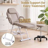 Zenses Beauty Bed with Stool, Beige, Adjustable Facial Massage Table, Tattoo Chair, Salon Services