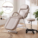 Zenses Beauty Bed with Stool, Beige, Adjustable Facial Massage Table, Tattoo Chair, Salon Services