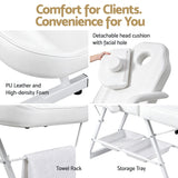 Zenses Beauty Bed with Stool, White, Adjustable Facial Massage Table, Tattoo Chair, Salon Services