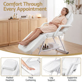Zenses Beauty Bed with Stool, White, Adjustable Facial Massage Table, Tattoo Chair, Salon Services
