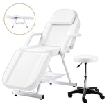 Zenses Beauty Bed with Stool, White, Adjustable Facial Massage Table, Tattoo Chair, Salon Services