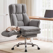 Artiss Big & Tall Criss Cross Office Chair with Flip Armrests Foot Rest Reclining Teddy Fleece Grey In Australia - Darrahopens