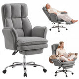 Artiss Big & Tall Criss Cross Office Chair with Flip Armrests Foot Rest Reclining Teddy Fleece Grey In Australia - Darrahopens