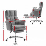 Artiss Big & Tall Criss Cross Office Chair with Flip Armrests Foot Rest Reclining Teddy Fleece Grey In Australia - Darrahopens