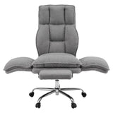 Artiss Big & Tall Criss Cross Office Chair with Flip Armrests Foot Rest Reclining Teddy Fleece Grey In Australia - Darrahopens