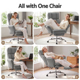 Artiss Big & Tall Criss Cross Office Chair with Flip Armrests Foot Rest Reclining Teddy Fleece Grey In Australia - Darrahopens