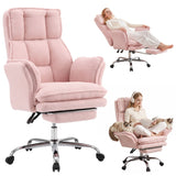 Artiss Big & Tall Criss Cross Office Chair with Flip Armrests Foot Rest Reclining Teddy Fleece Pink In Australia - Darrahopens