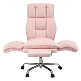 Artiss Big & Tall Criss Cross Office Chair with Flip Armrests Foot Rest Reclining Teddy Fleece Pink