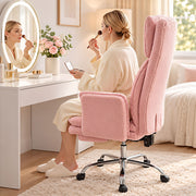Artiss Big & Tall Criss Cross Office Chair with Flip Armrests Foot Rest Reclining Teddy Fleece Pink
