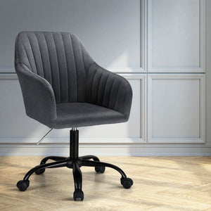 Artiss Office Chair Velvet Seat Dark Grey
