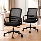 Artiss 2x Ergonomic Office Chair Mesh Mid Back Home Office Desk Chairs with Lumbar Support Black In Australia - Darrahopens
