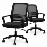 Artiss 2x Ergonomic Office Chair Mesh Mid Back Home Office Desk Chairs with Lumbar Support Black In Australia - Darrahopens