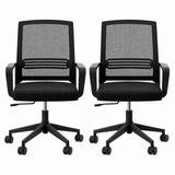 Artiss 2x Ergonomic Office Chair Mesh Mid Back Home Office Desk Chairs with Lumbar Support Black
