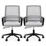 Artiss 2x Ergonomic Office Chair Mesh Mid Back Home Office Desk Chairs with Lumbar Support Grey