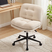 Artiss Criss Cross Office Chair Wide Seat Desk Chair Bouclé Fabric Vanity Chair Comfy, Beige