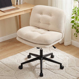 Artiss Criss Cross Office Chair Wide Seat Desk Chair Bouclé Fabric Vanity Chair Comfy, Beige