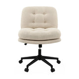 Artiss Criss Cross Office Chair Wide Seat Desk Chair Bouclé Fabric Vanity Chair Comfy, Beige