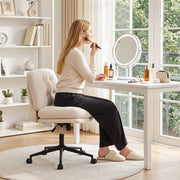 Artiss Criss Cross Office Chair Wide Seat Desk Chair Bouclé Fabric Vanity Chair Comfy, Beige